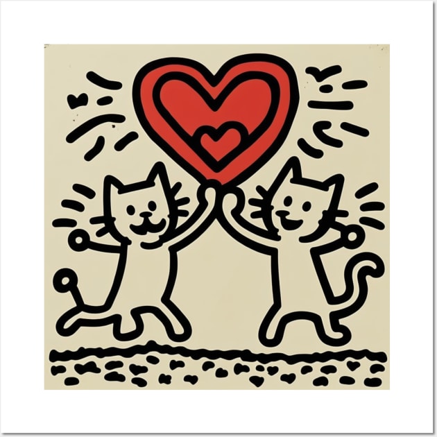 Funny Keith Haring, cats lover Wall Art by Art ucef